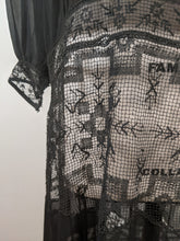 Load image into Gallery viewer, 1920s Sheer Black Chiffon + Lace Dress