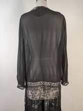 Load image into Gallery viewer, 1920s Sheer Black Chiffon + Lace Dress