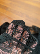 Load image into Gallery viewer, 1920s Sheer Black Chiffon + Lace Dress