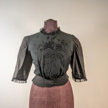 Load image into Gallery viewer, 1900s Green + Black Embroidered Shirt-Waist