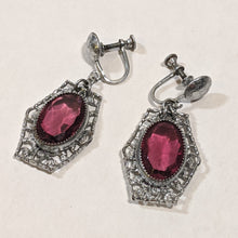 Load image into Gallery viewer, Art Deco Rhodium Plated Earrings