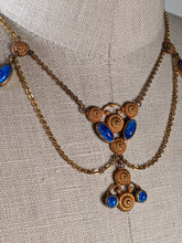 Load image into Gallery viewer, Art Deco Blue Glass Stone Festoon Necklace