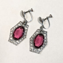 Load image into Gallery viewer, Art Deco Rhodium Plated Earrings