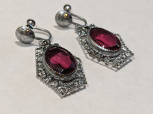 Load image into Gallery viewer, Art Deco Rhodium Plated Earrings
