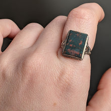 Load image into Gallery viewer, Abraham and Straus Art Deco 10k White Gold Bloodstone Ring | Sz 6.5