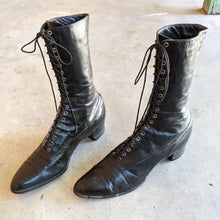 Load image into Gallery viewer, 1910s-1920s Black Lace Up Boots | Sz 8