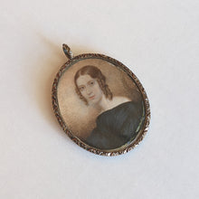 Load image into Gallery viewer, Early Victorian Hand Painted Portrait Pendant