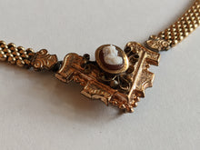 Load image into Gallery viewer, 19th c. Gold Filled Mesh Cameo Necklace