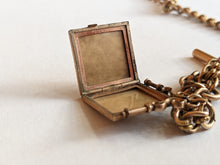 Load image into Gallery viewer, 19th c. Gold Filled Short T-Bar Watch Chain + Locket | 12.5"