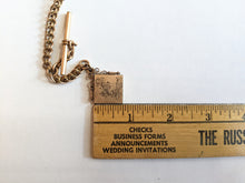 Load image into Gallery viewer, 19th c. Gold Filled Short T-Bar Watch Chain + Locket | 12.5"