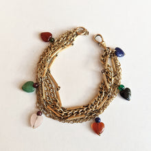 Load image into Gallery viewer, Gold Filled Watch Chain Bracelet w/ Heart Charms