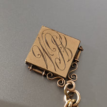 Load image into Gallery viewer, 19th c. Gold Filled Short T-Bar Watch Chain + Locket | 12.5"