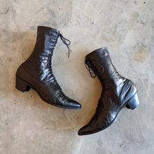 Load image into Gallery viewer, c. 1910s Black Lace Up Boots | Approx 6.5-7