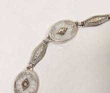 Load image into Gallery viewer, Art Deco White Gold Rock Crystal + Diamond Bracelet