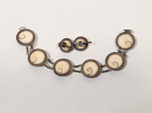 Load image into Gallery viewer, 1890s-1900s Silver Operculum Bracelet + Earrings