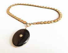 Load image into Gallery viewer, 19th c. 14k Gold Enamel Locket on Book Chain