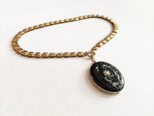 Load image into Gallery viewer, 19th c. 14k Gold Enamel Locket on Book Chain