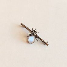 Load image into Gallery viewer, c. 1910s-20s Sterling Silver Moonstone Fly Brooch