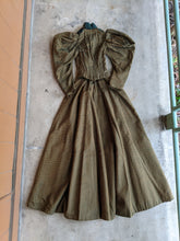 Load image into Gallery viewer, 1890s Green + Gold Dress | Includes extra fabric