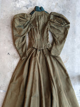 Load image into Gallery viewer, 1890s Green + Gold Dress | Includes extra fabric