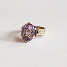 Load image into Gallery viewer, c. 1880s 14k Gold Rose of Sharon Ring | Diamond Encrusted Amethyst
