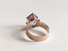 Load image into Gallery viewer, c. 1880s 14k Gold Rose of Sharon Ring | Diamond Encrusted Amethyst