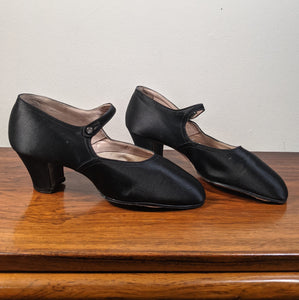 RESERVED | c. 1920s-1930s Black Satin Heels