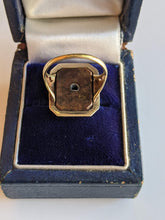 Load image into Gallery viewer, Art Deco 14k Gold Petrified Wood + Diamond Ring