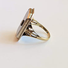 Load image into Gallery viewer, Art Deco 14k Gold Petrified Wood + Diamond Ring