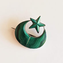 Load image into Gallery viewer, Mid-19th c. Silver Malachite Brooch