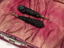 Load image into Gallery viewer, c. 1870s-1880s Carved Whitby Jet Earrings