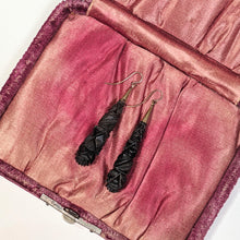 Load image into Gallery viewer, c. 1870s-1880s Carved Whitby Jet Earrings