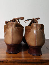 Load image into Gallery viewer, c. 1890s Tan Leather + Silk Oxfords