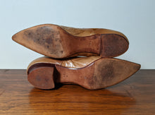 Load image into Gallery viewer, c. 1890s Tan Leather + Silk Oxfords