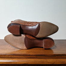 Load image into Gallery viewer, c. 1890s-1900s Tan Leather + Silk Boots