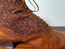 Load image into Gallery viewer, c. 1890s Tan Leather + Silk Boots