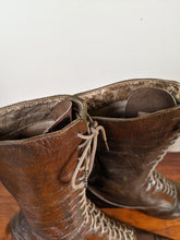 Load image into Gallery viewer, c. 1910s-1920s Olive Brown Boots | Approx. Sz. 7-7.5
