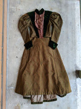 Load image into Gallery viewer, 1890s Green Wool + Silk Dress