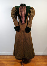 Load image into Gallery viewer, 1890s Green Wool + Silk Dress