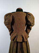 Load image into Gallery viewer, 1890s Green Wool + Silk Dress