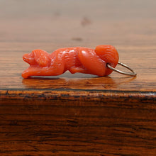 Load image into Gallery viewer, 19th c. Carved Coral 14k Gold Dog Charm