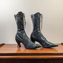 Load image into Gallery viewer, c. 1910-1920s Blue/Green Louis Heel Boots | Approx Sz 6-6.5