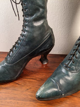 Load image into Gallery viewer, c. 1910-1920s Blue/Green Louis Heel Boots | Approx Sz 6-6.5