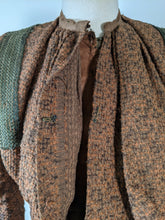 Load image into Gallery viewer, c. 1890s Gorgeous Green + Brown Woven Cotton + Wool Dress