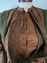 Load image into Gallery viewer, c. 1890s Gorgeous Green + Brown Woven Cotton + Wool Dress