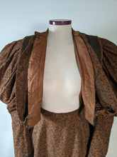 Load image into Gallery viewer, c. 1890s Gorgeous Green + Brown Woven Cotton + Wool Dress