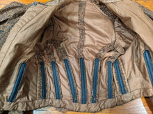 Load image into Gallery viewer, c. 1890s Gorgeous Green + Brown Woven Cotton + Wool Dress