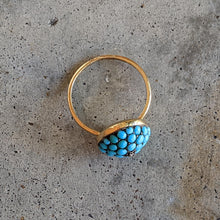 Load image into Gallery viewer, c. 1880s 15k Gold Turquoise + Diamond Bombe Ring