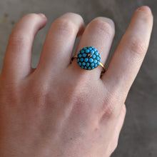 Load image into Gallery viewer, c. 1880s 15k Gold Turquoise + Diamond Bombe Ring