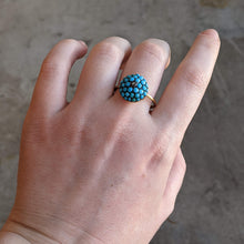Load image into Gallery viewer, c. 1880s 15k Gold Turquoise + Diamond Bombe Ring